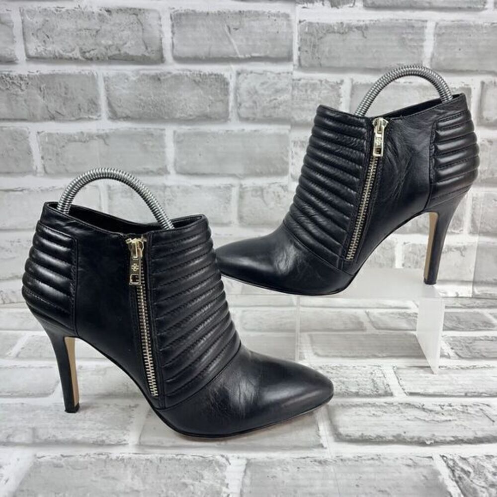 Ann Taylor Livia Women's Size 9 Black Leather Side Zip Ankle Bootie